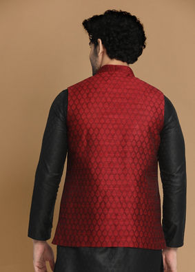 alt message - Manyavar Men Exquisite Maroon Jacket image number 2